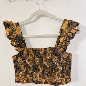 Anthropologie Smocked Crop Tank